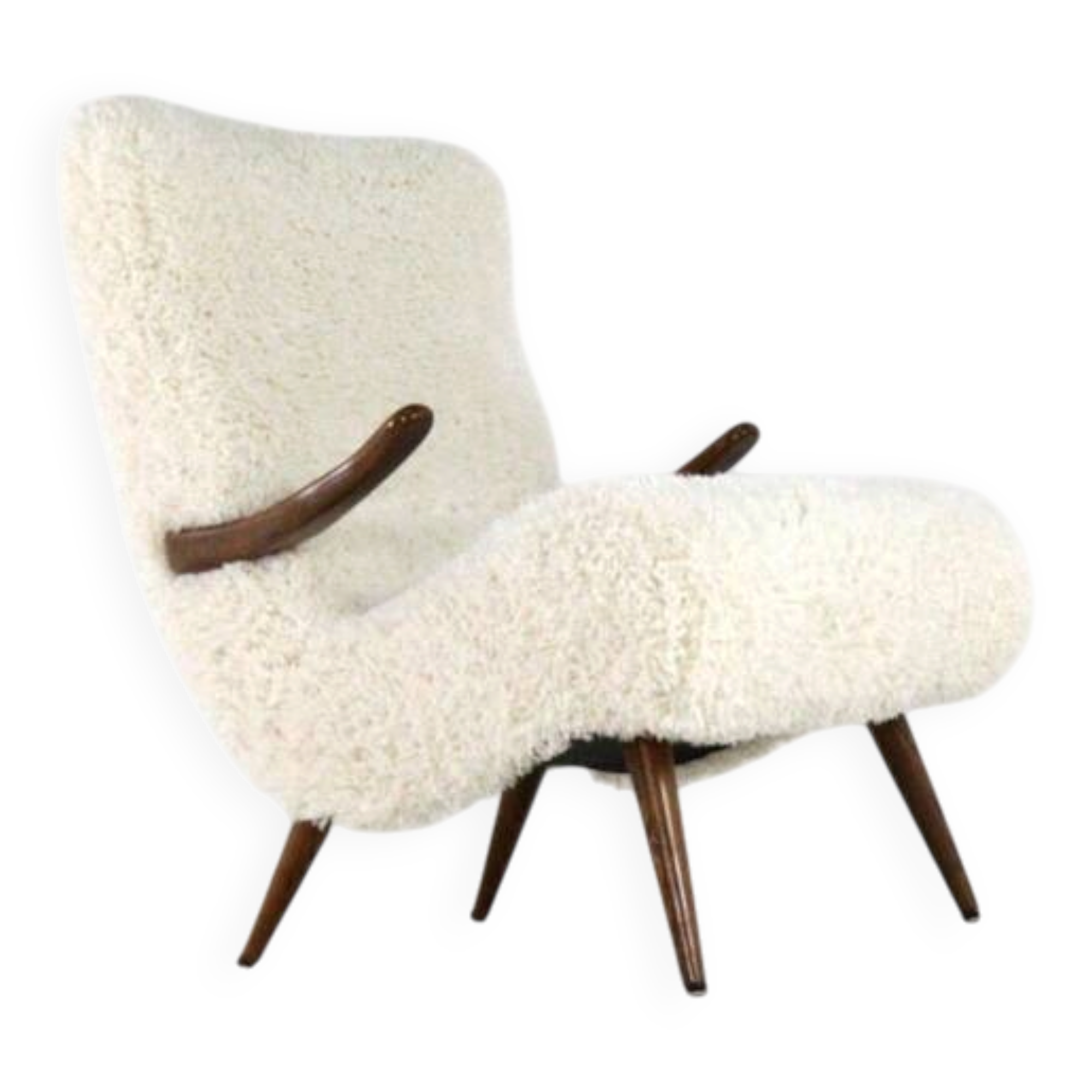 Fauteuil Cuddle designer mid-century moderne - pièce unique - tissu doodle
