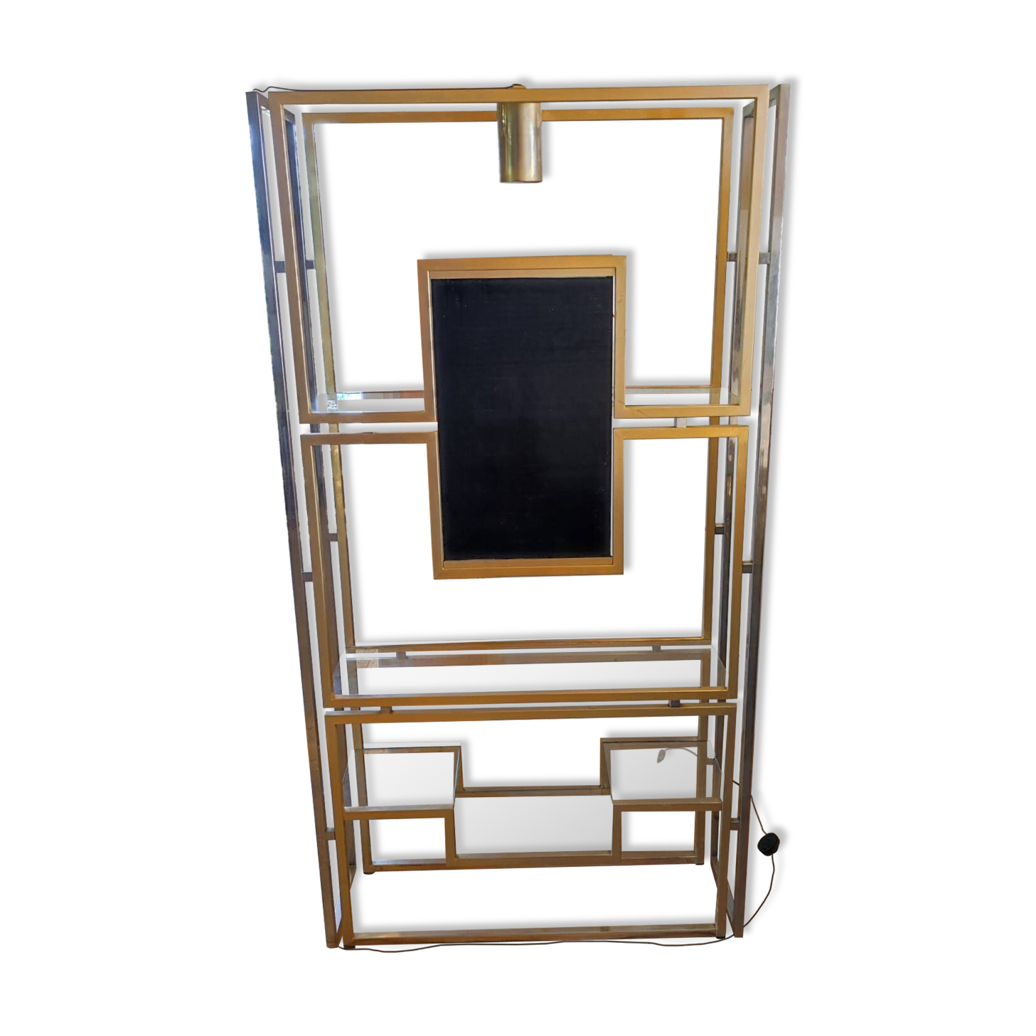 Kim MOLTZER illuminated bookcase in chromed metal.