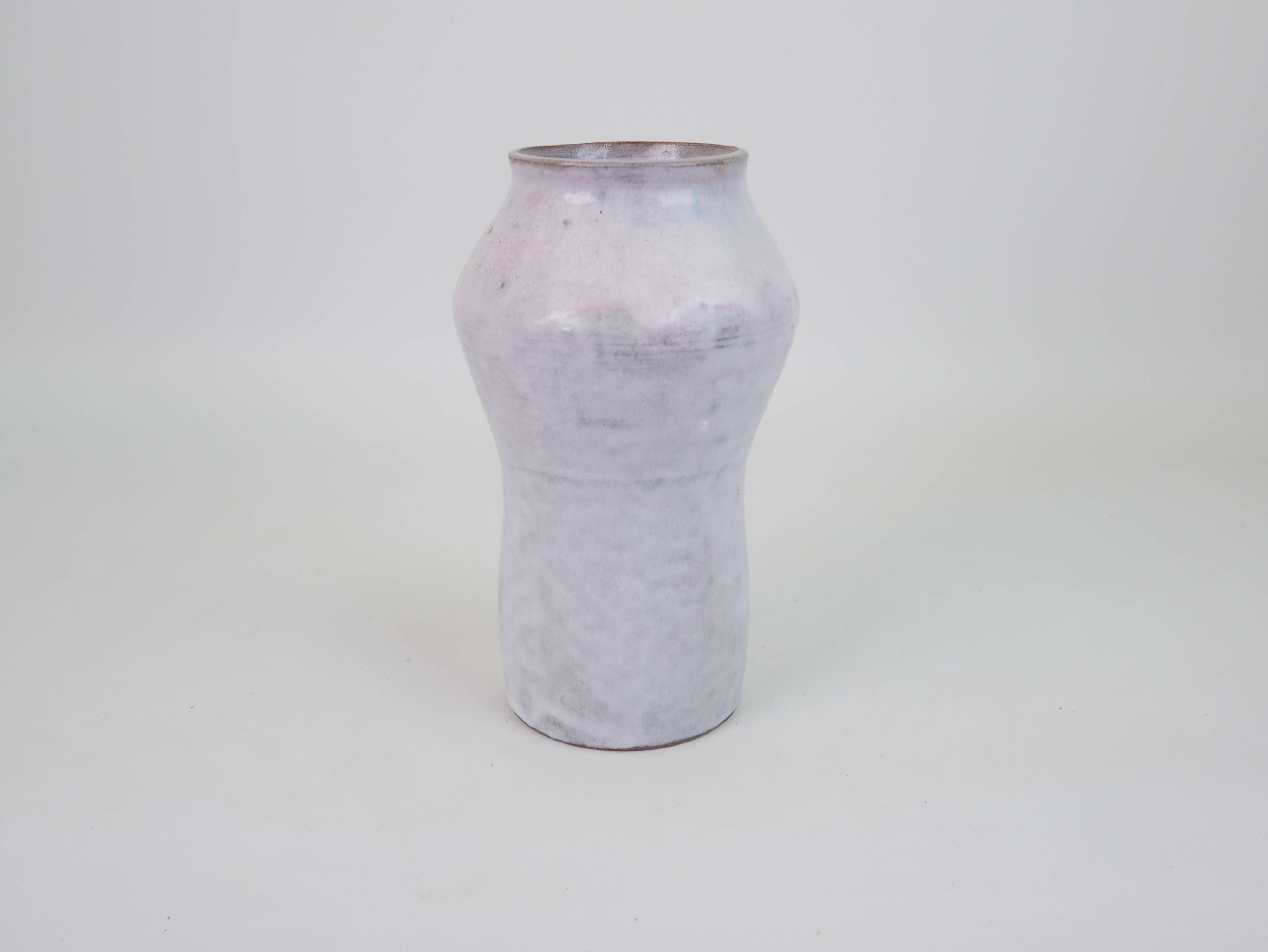 White-pink glazed ceramic vase