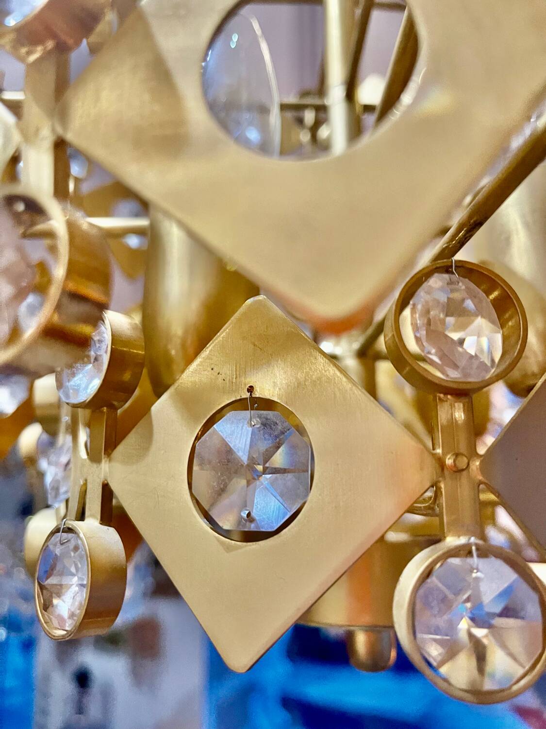 Brutalist Palwa crystal and gilt chandelier, 1960s