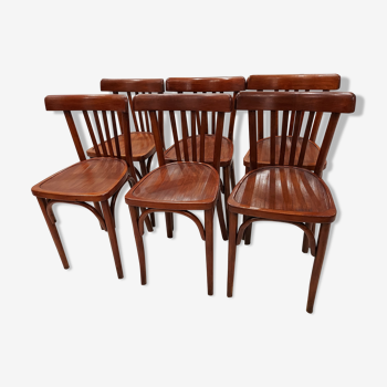 Suite de 6 chaises de Bistrot vintage années 1950