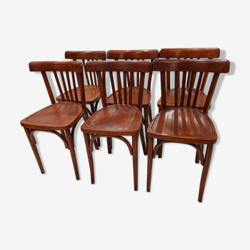 Suite of 6 chairs of Vintage Bistrot 1950s