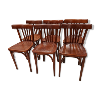 Suite of 6 chairs of Vintage Bistrot 1950s