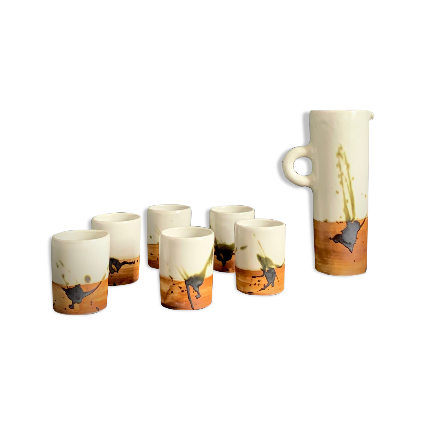 Orangeade service in pottery sandstone of the Colombier