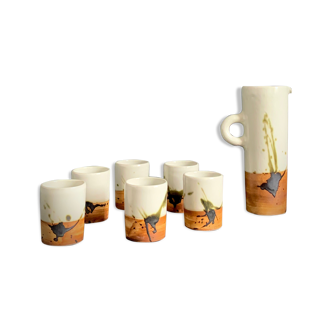 Orangeade service in pottery sandstone of the Colombier
