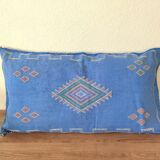 Blue berber cushion made of cactus silk