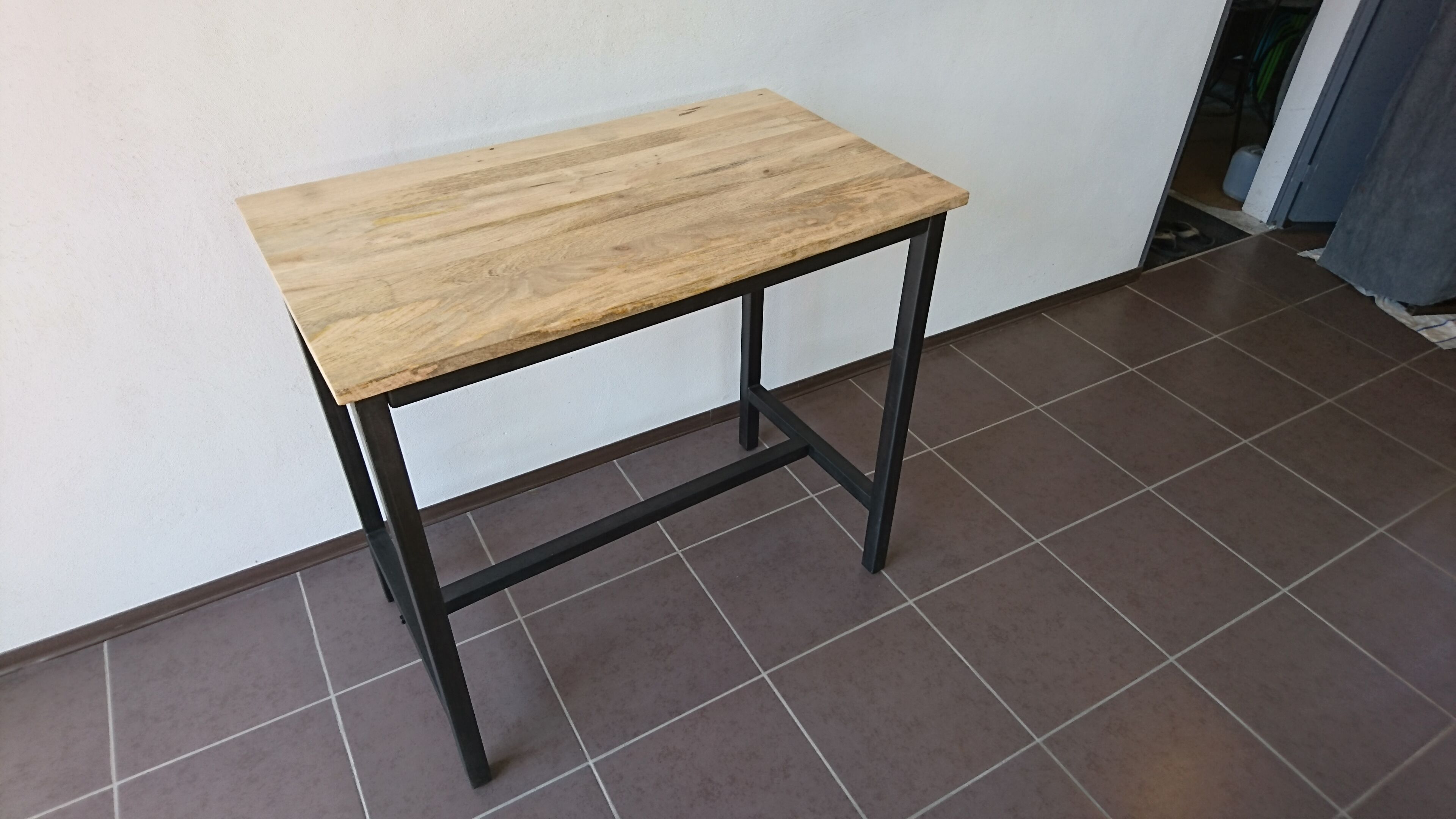 Metal and wood industrial high table