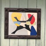 Abstract painting on wood panel