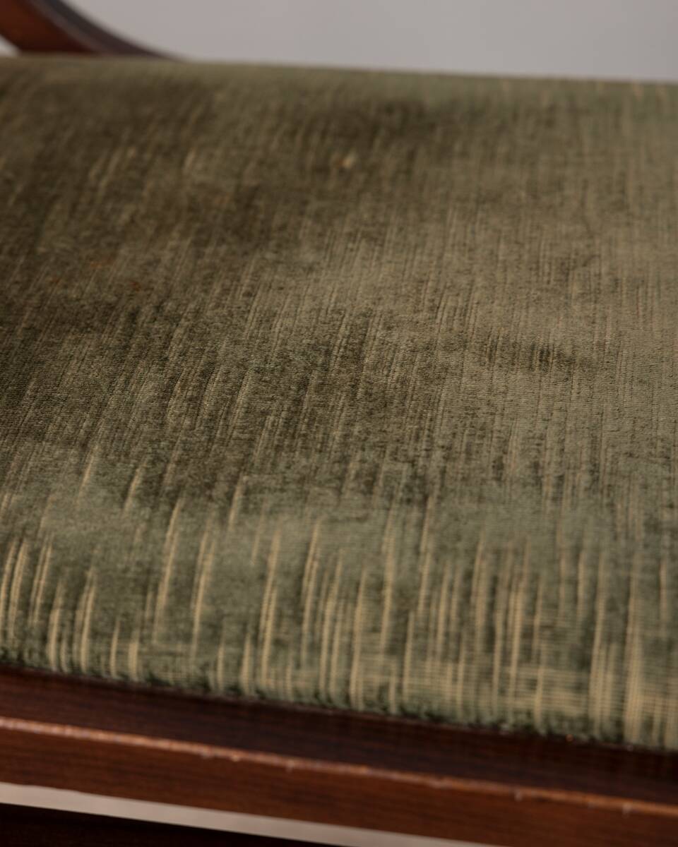 Lot de 4 chaises vintage années 60 en bois et velours vert design italien