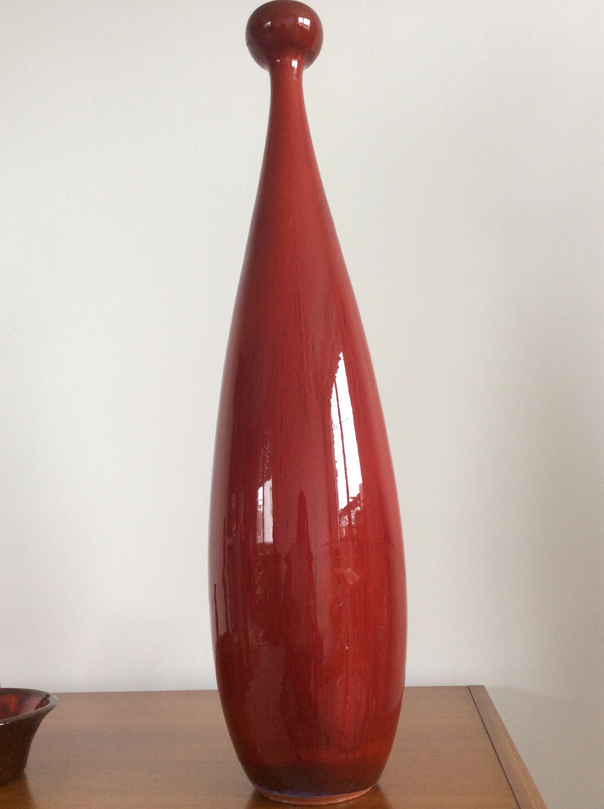 Série de 3 vases céramique rouge vintage des années 60-70