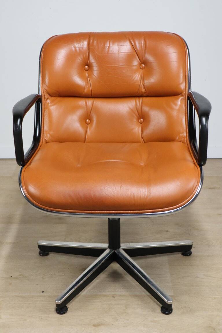Charles Pollock leather office chair, Knoll edition, 1970