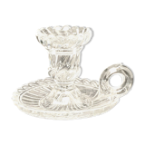 Candle holder with cup and handle in worked glass