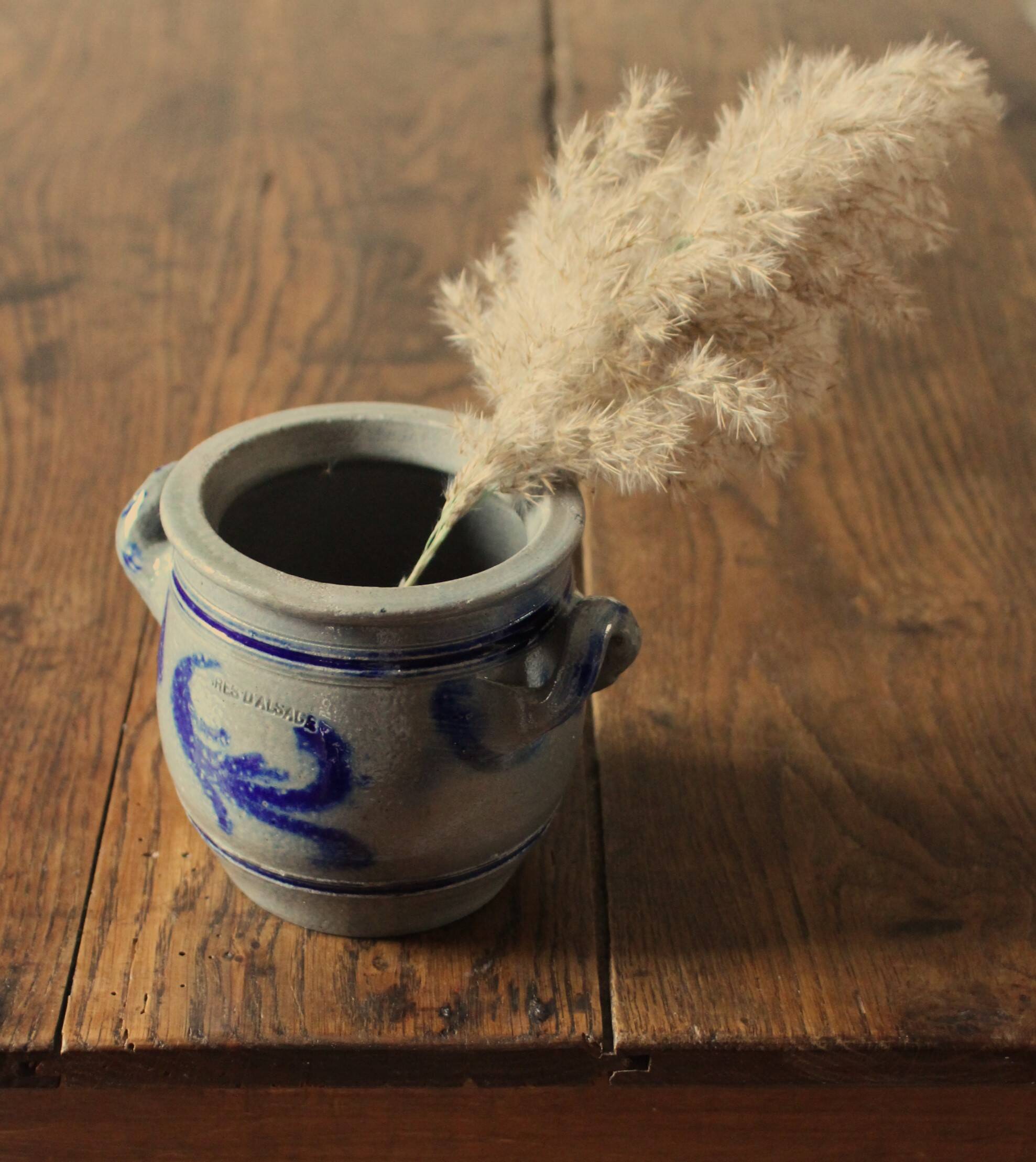 Blue gray Alsace stoneware pot