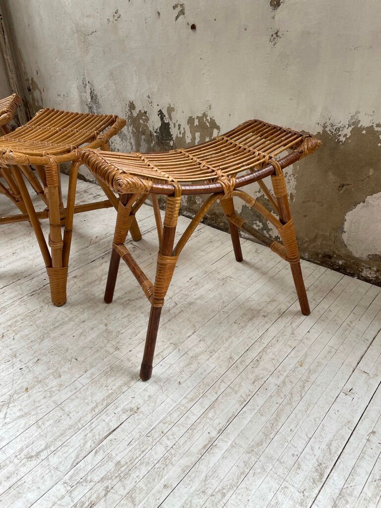 Set 3 rattan stools