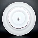Round dish on pedestal - plate mounted flowered lamp lamp of luneville
