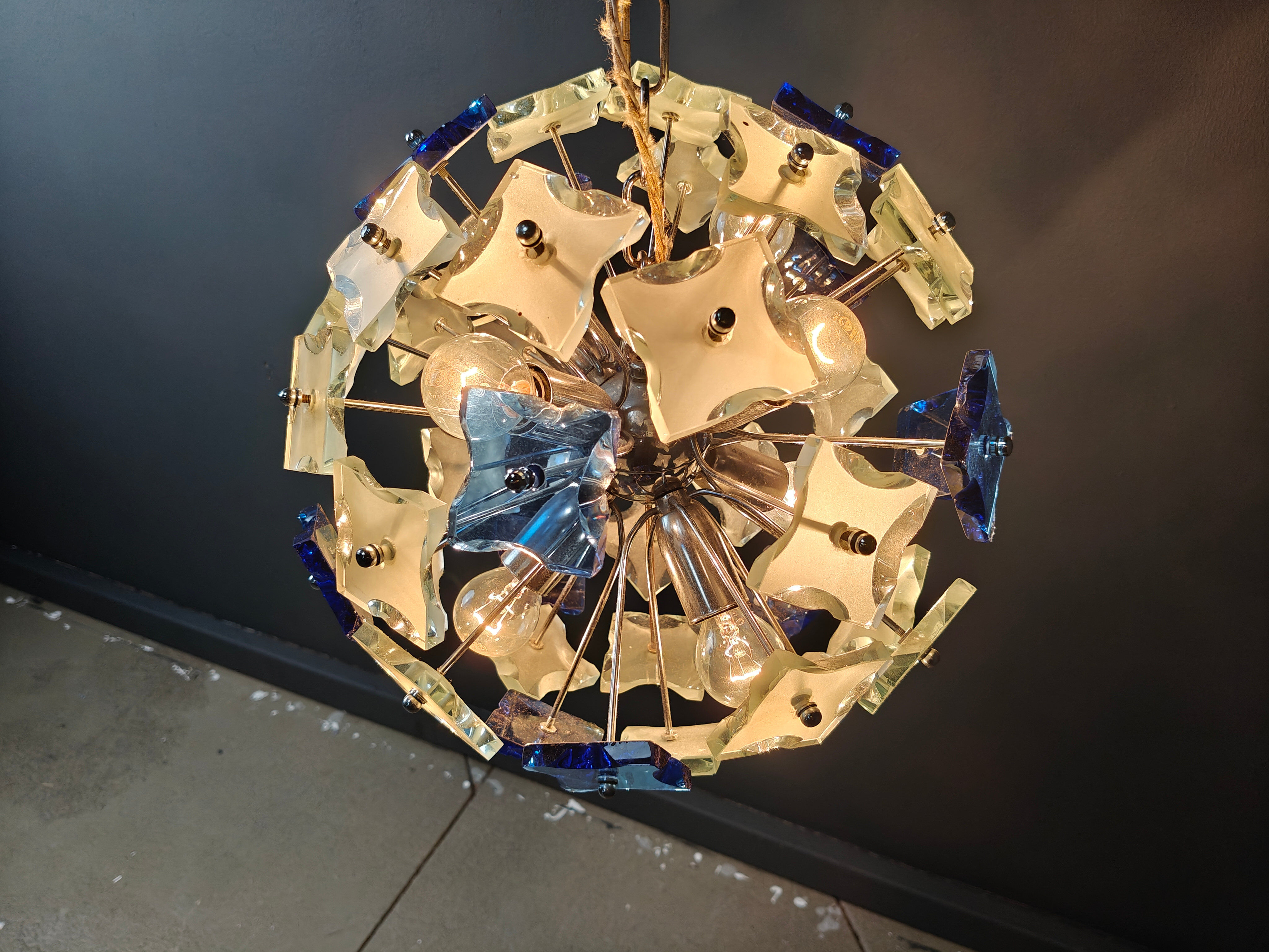 Hammered glass chandelier, 1970s