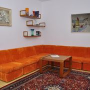 Orange corduroy Modular sofa from the 70's, 4 pieces