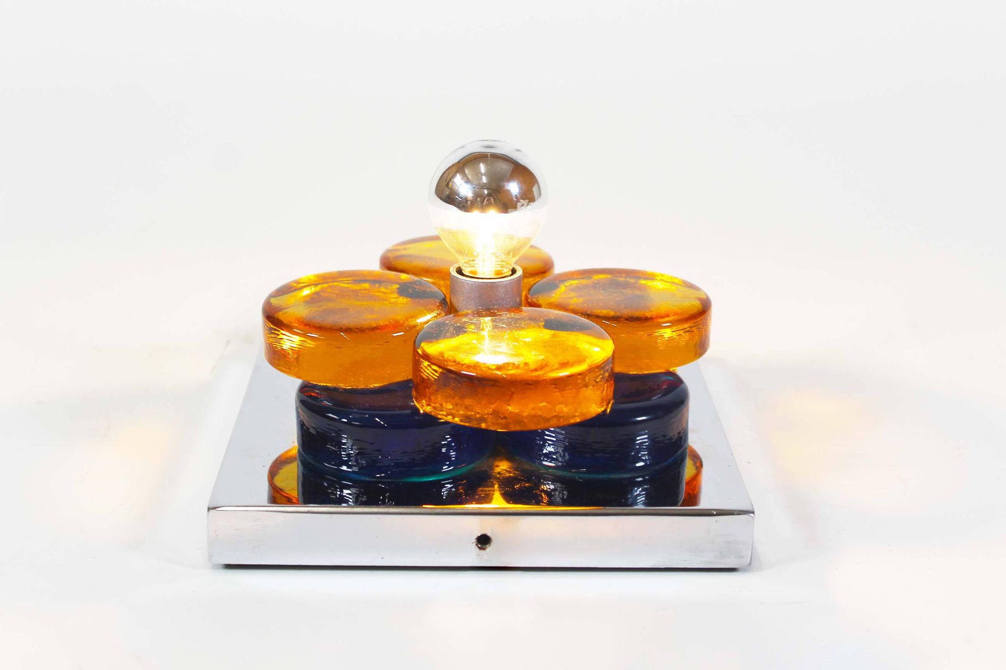 Brutalist glass wall sconce by Albano Poli for Poliarte, Italy 1970's