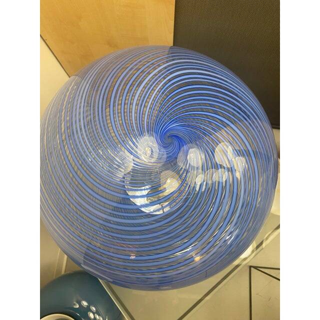 Contemporary Murano Style Blue Swirling Murano Glass Table Lamp