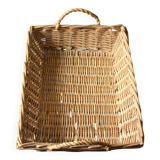 Vintage rectangular wicker basket with two handles