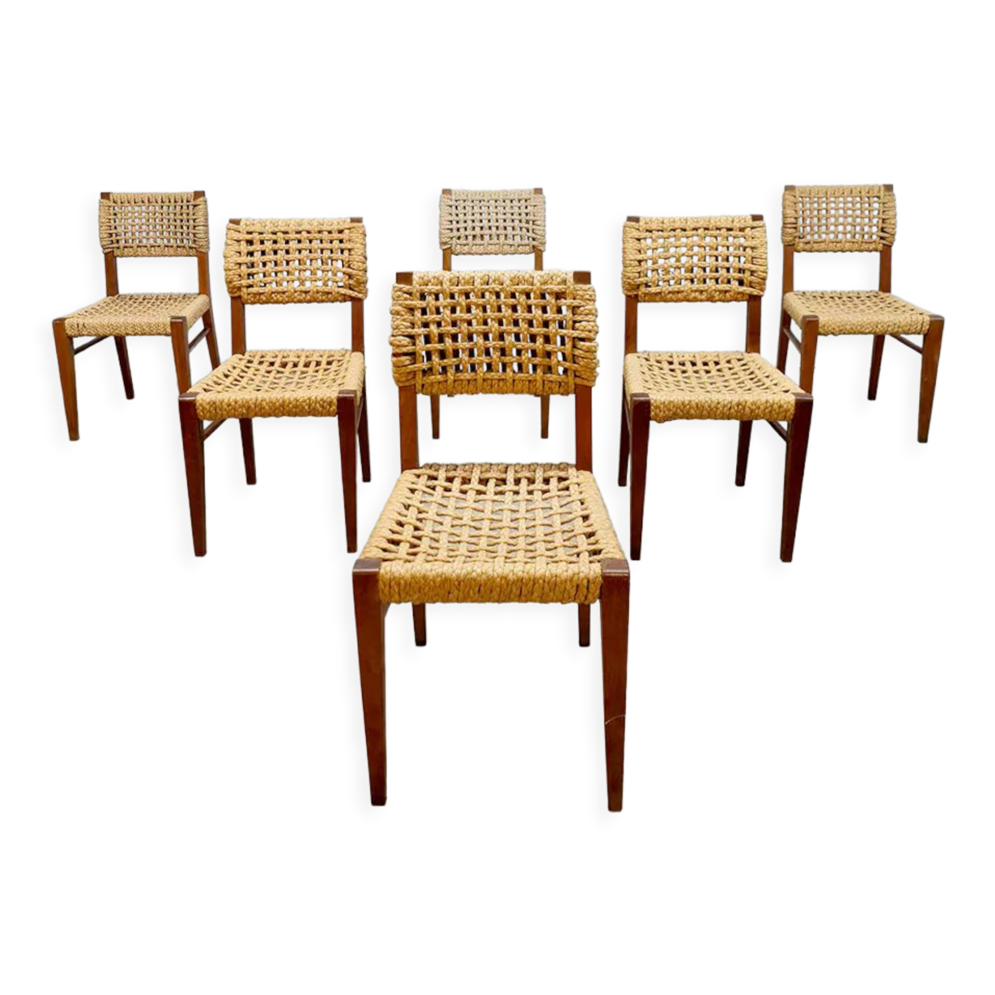Vintage woven rope dining chairs design