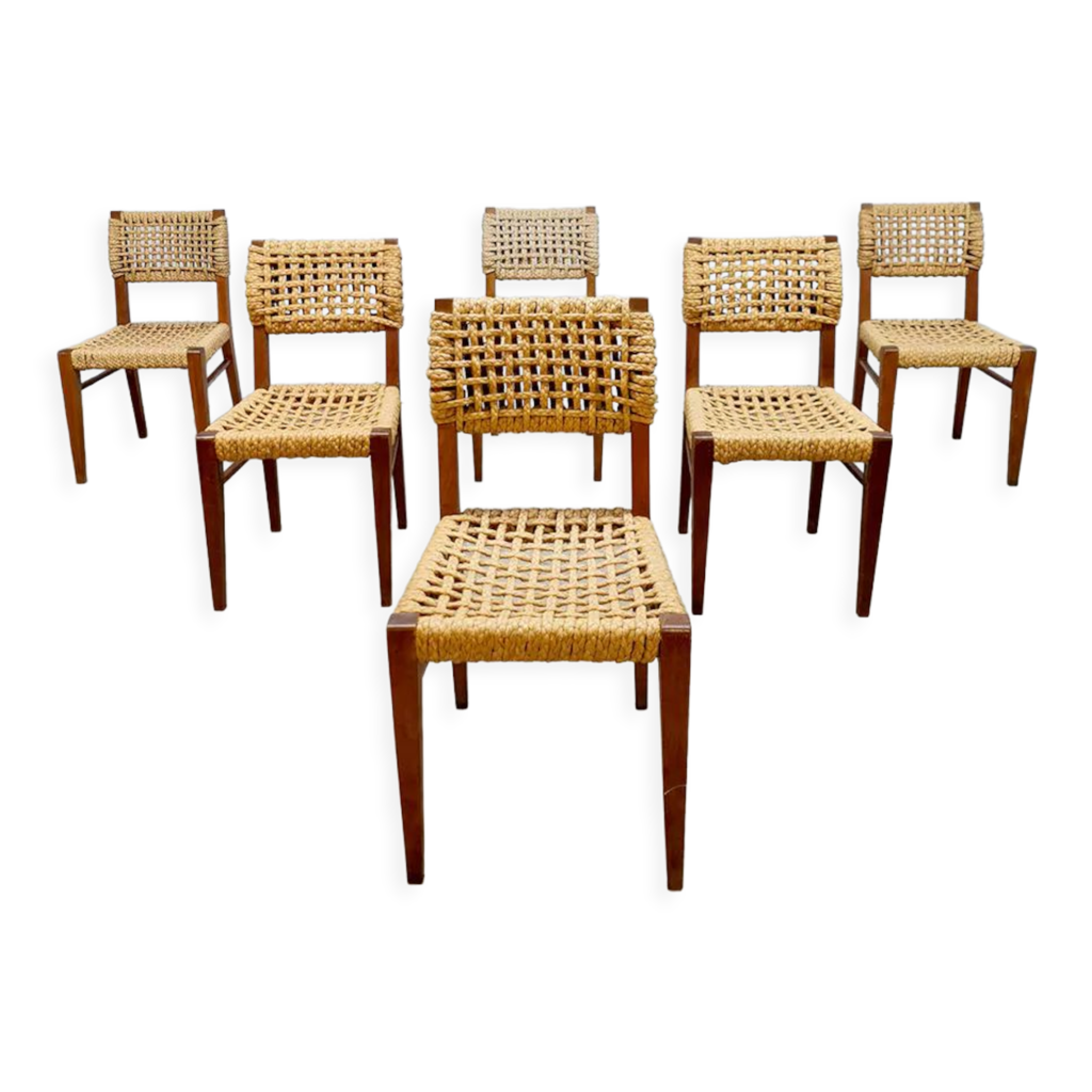 Vintage woven rope dining chairs design