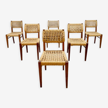 Vintage woven rope dining chairs design