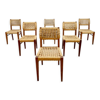 Vintage woven rope dining chairs design