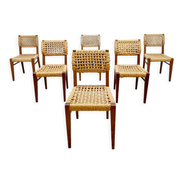 Vintage woven rope dining chairs design
