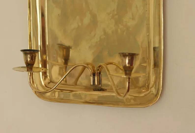 Pair of Swedish Mid Century Brass Wall Sconces