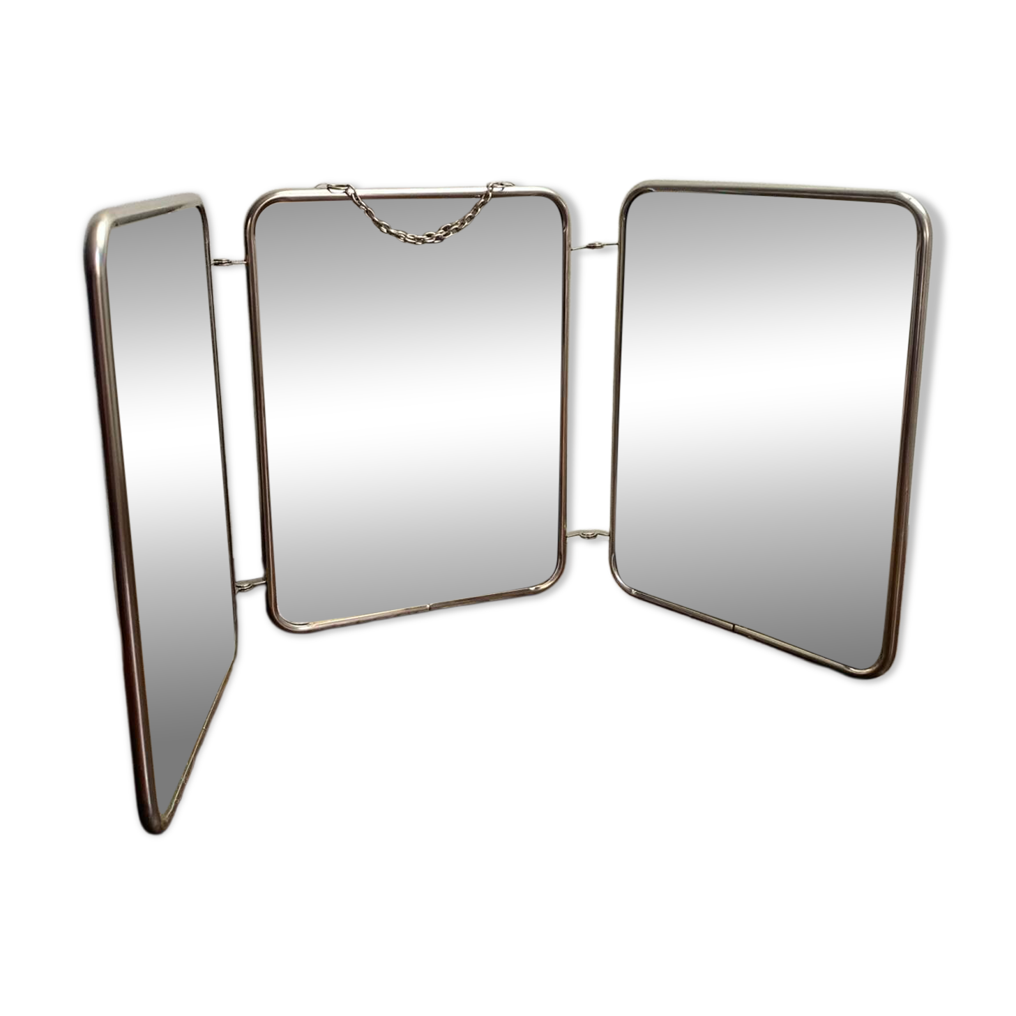 Triptych barber mirror, 1960, houndstooth back