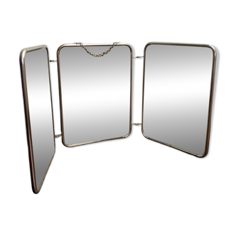 Triptych barber mirror, 1960, houndstooth back