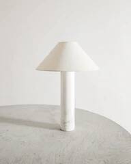 Swedish Mid Century Cylindrical White Marble Table Lamp by Bergboms, 1960s