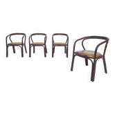Set of 4 Manou dining chairs with leather seating, The Netherlands 1970's