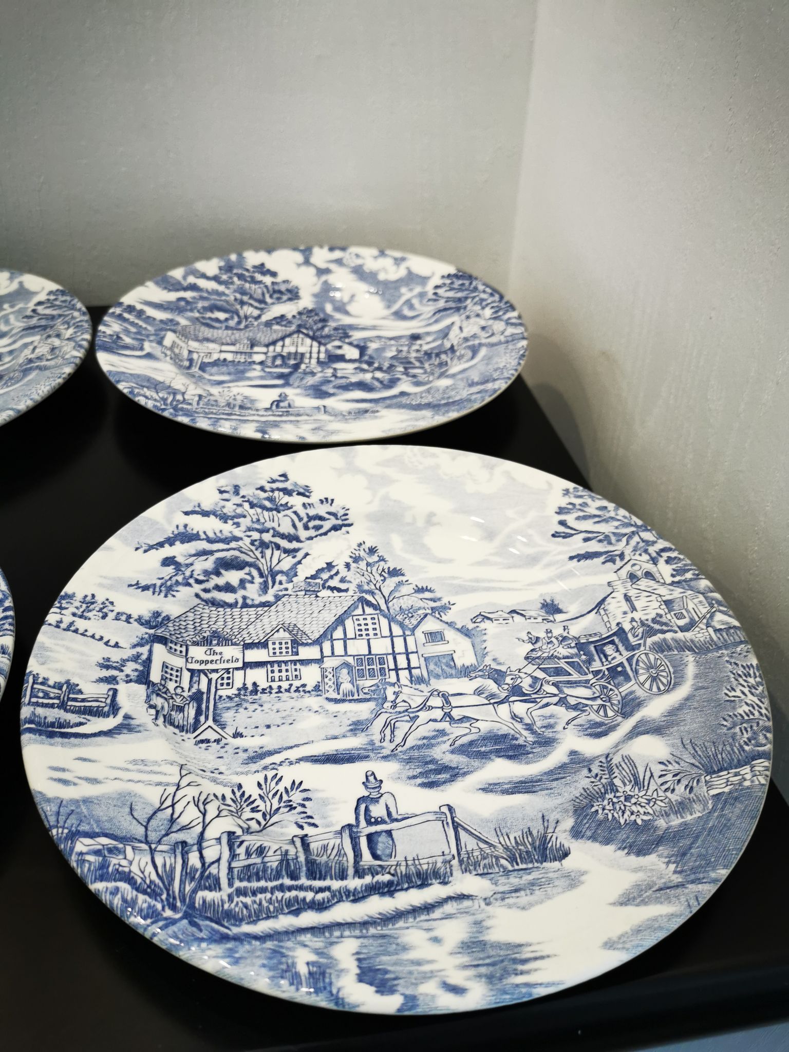 Set of 6 old talking flat plates Lunéville