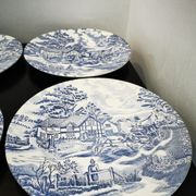 Set of 6 old talking flat plates Lunéville