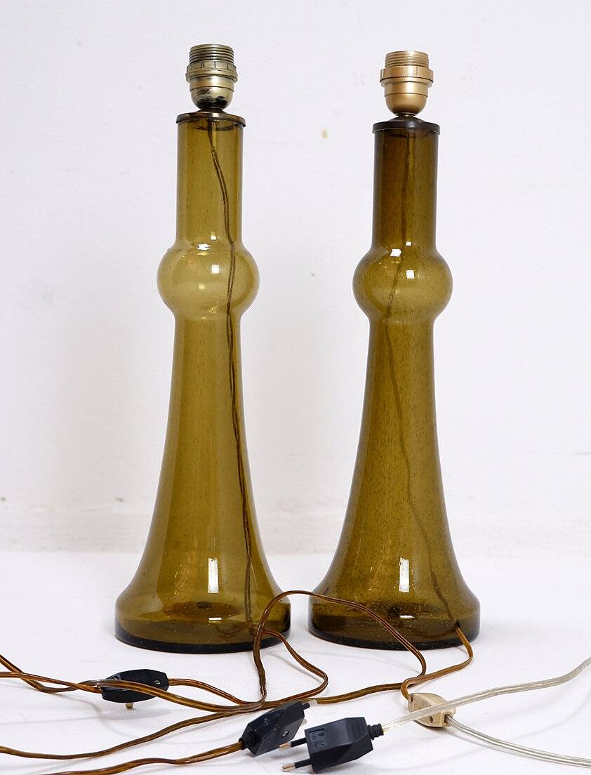 Pair of glass table lamps by Nanny Still for Raak, Netherlands, 1950s