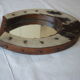 Vintage mirror wood and fur in the shape of horseshoe 25x33cm