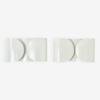 Set of 2 White Foglio Wall Lights by Tobia & Afra Scarpa for Flos, 1960s