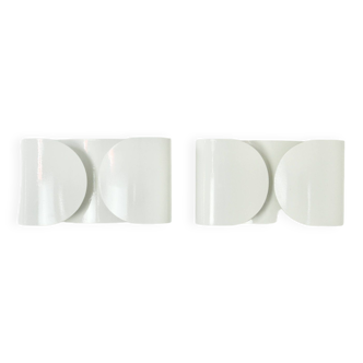 Set of 2 White Foglio Wall Lights by Tobia & Afra Scarpa for Flos, 1960s