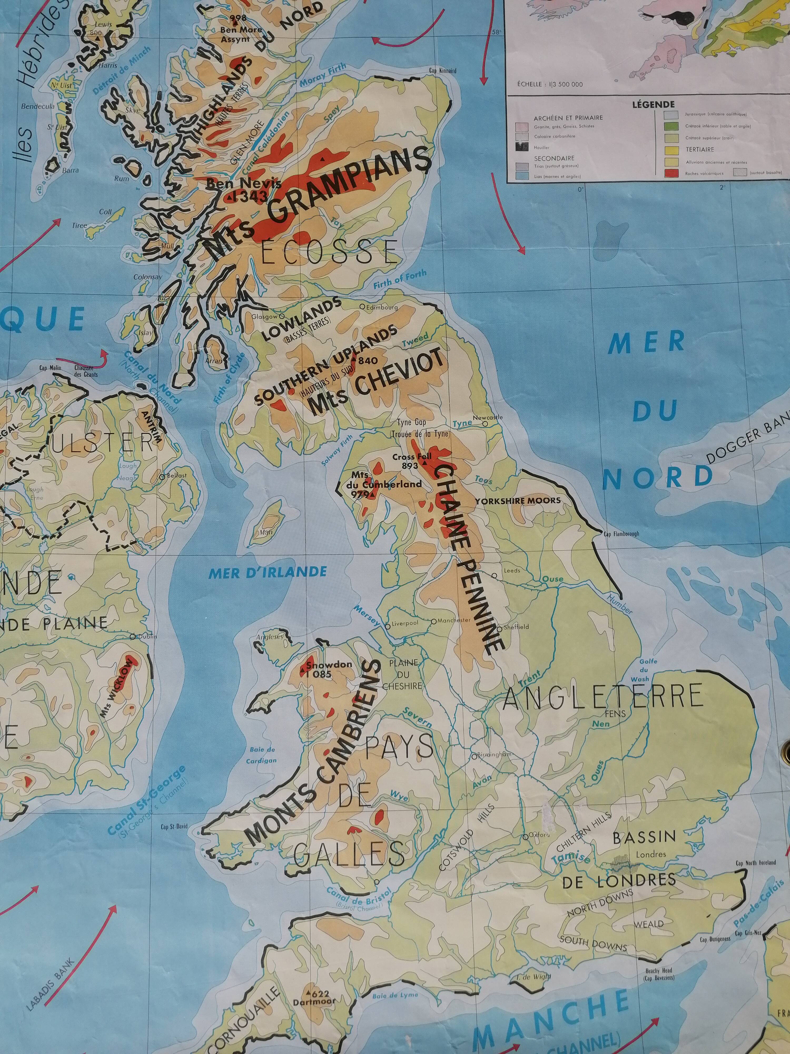 Old vintage British Isles /Benelux mdi map