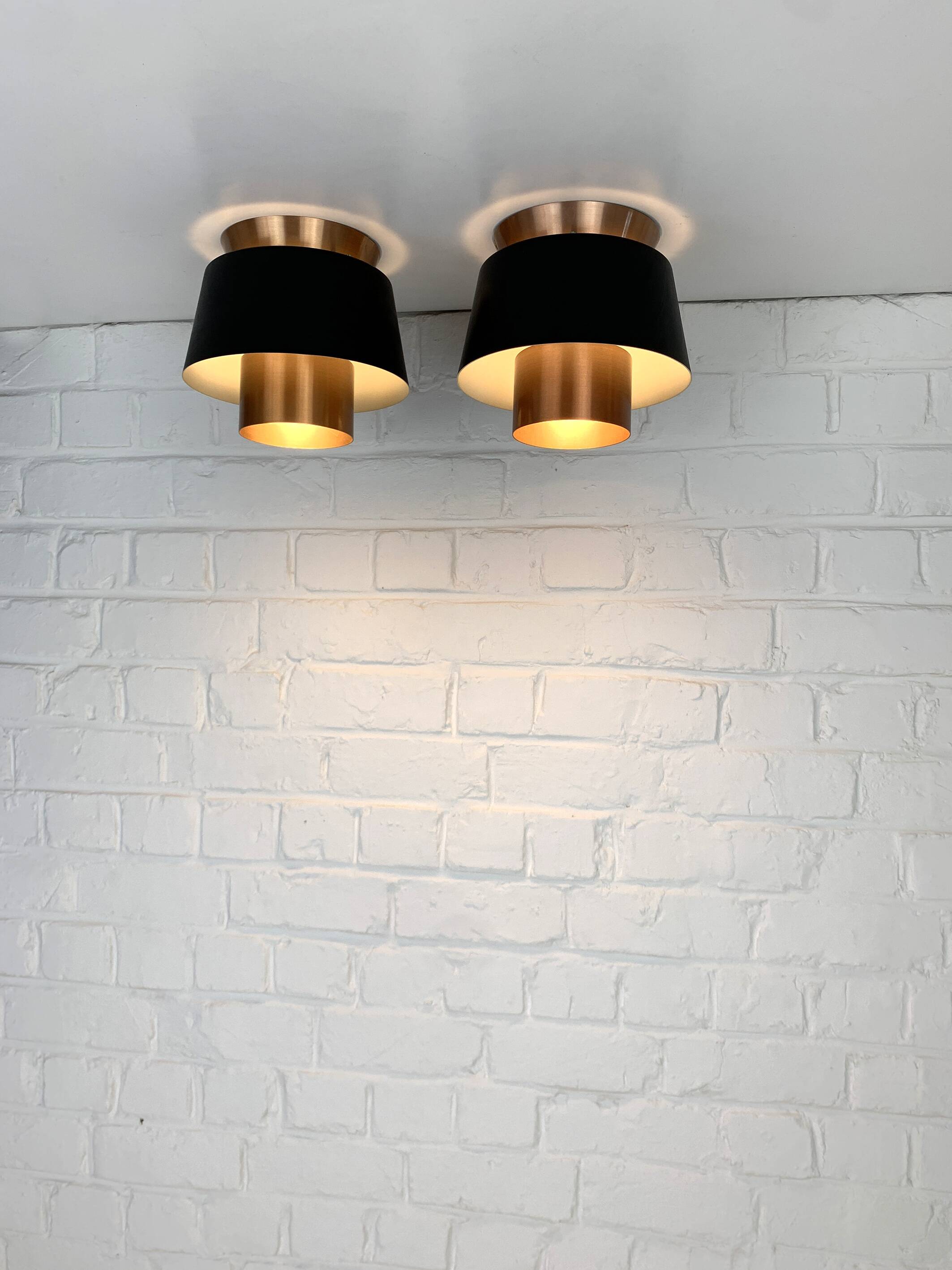 Pair of Tivoli Jørn Utzon ceiling lights for Nordisk Solar Denmark, 1950-60s