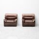 Pair of vintage lounge armchairs in brown velvet – 1970s