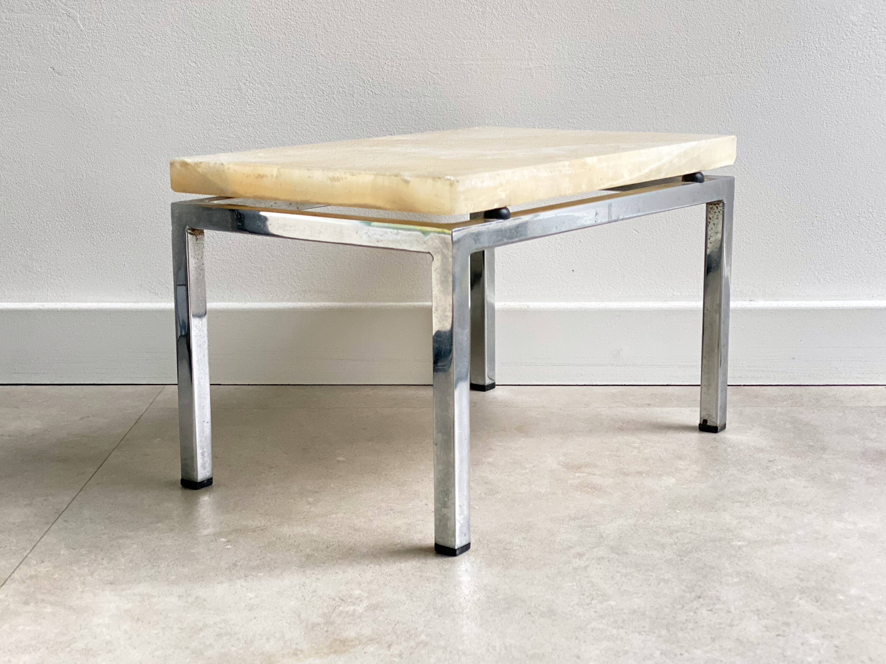 Vintage chrome plant table / side table with a marble top