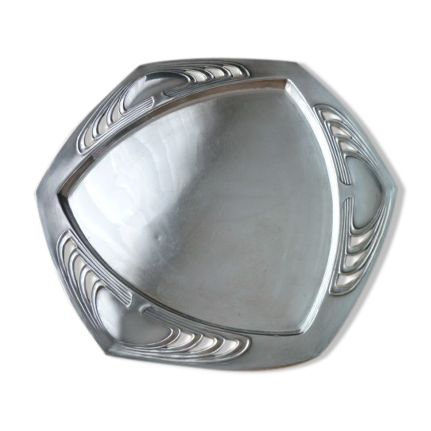 Art Deco Style silver metal presentation tray