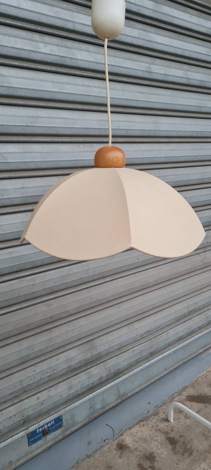 Cotton and wood pendant light