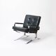 Fauteuil lounge en cuir vert et chrome, années 1970