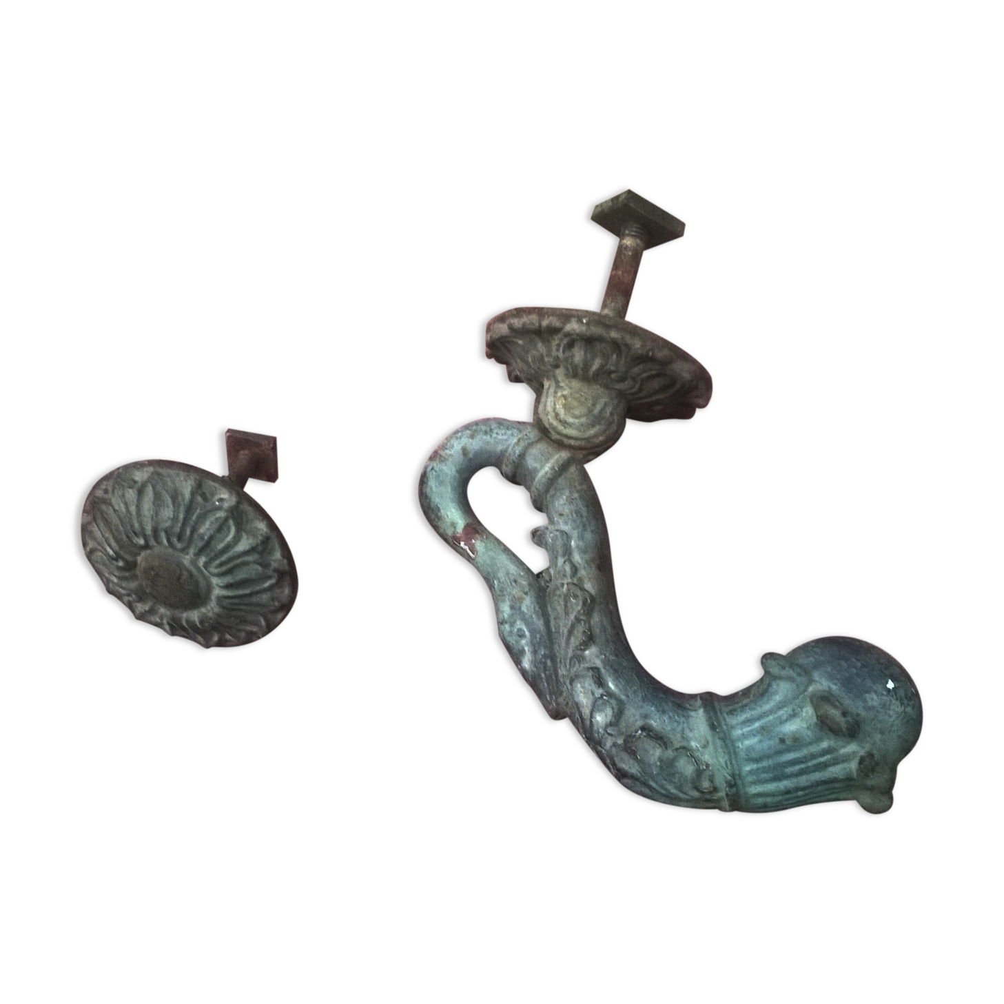 Old door knocker "swan collar" & its nail