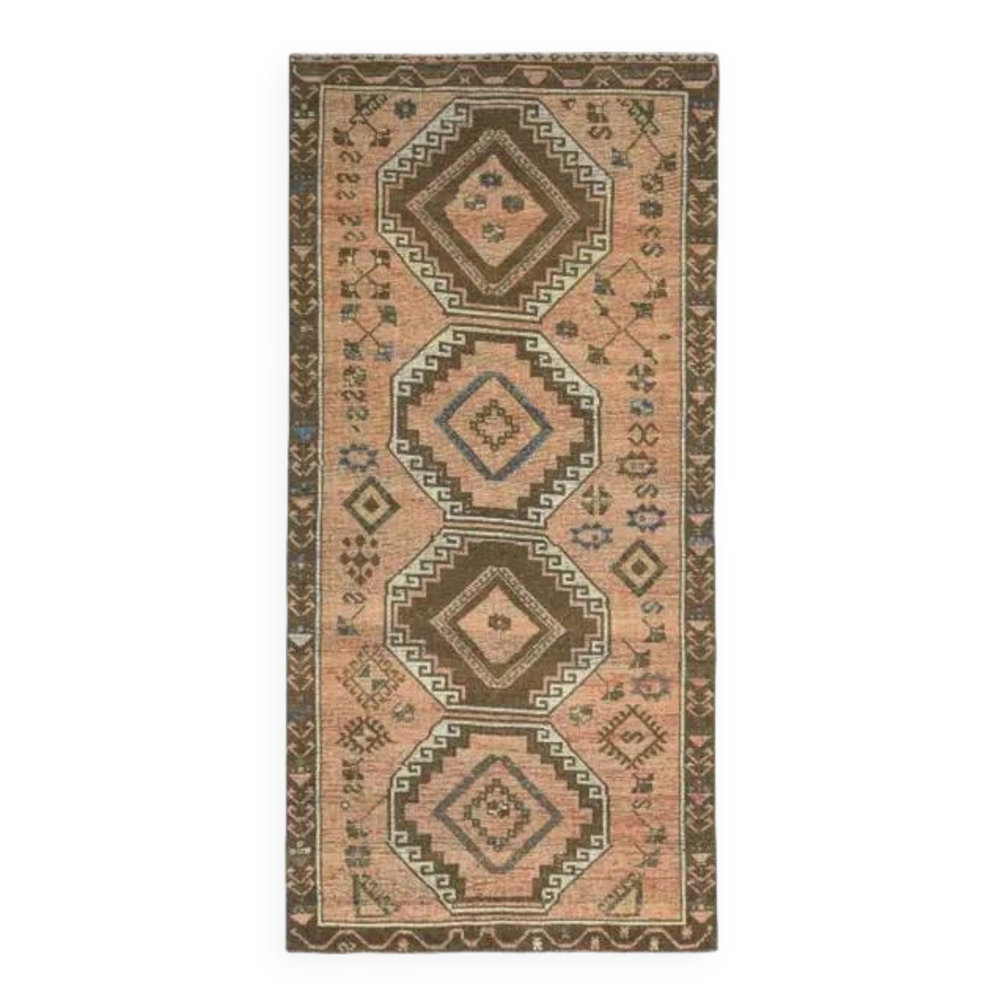 1970s Vintage Turkish Oushak Handmade Wool Cotton Orange Area Rug  149x316