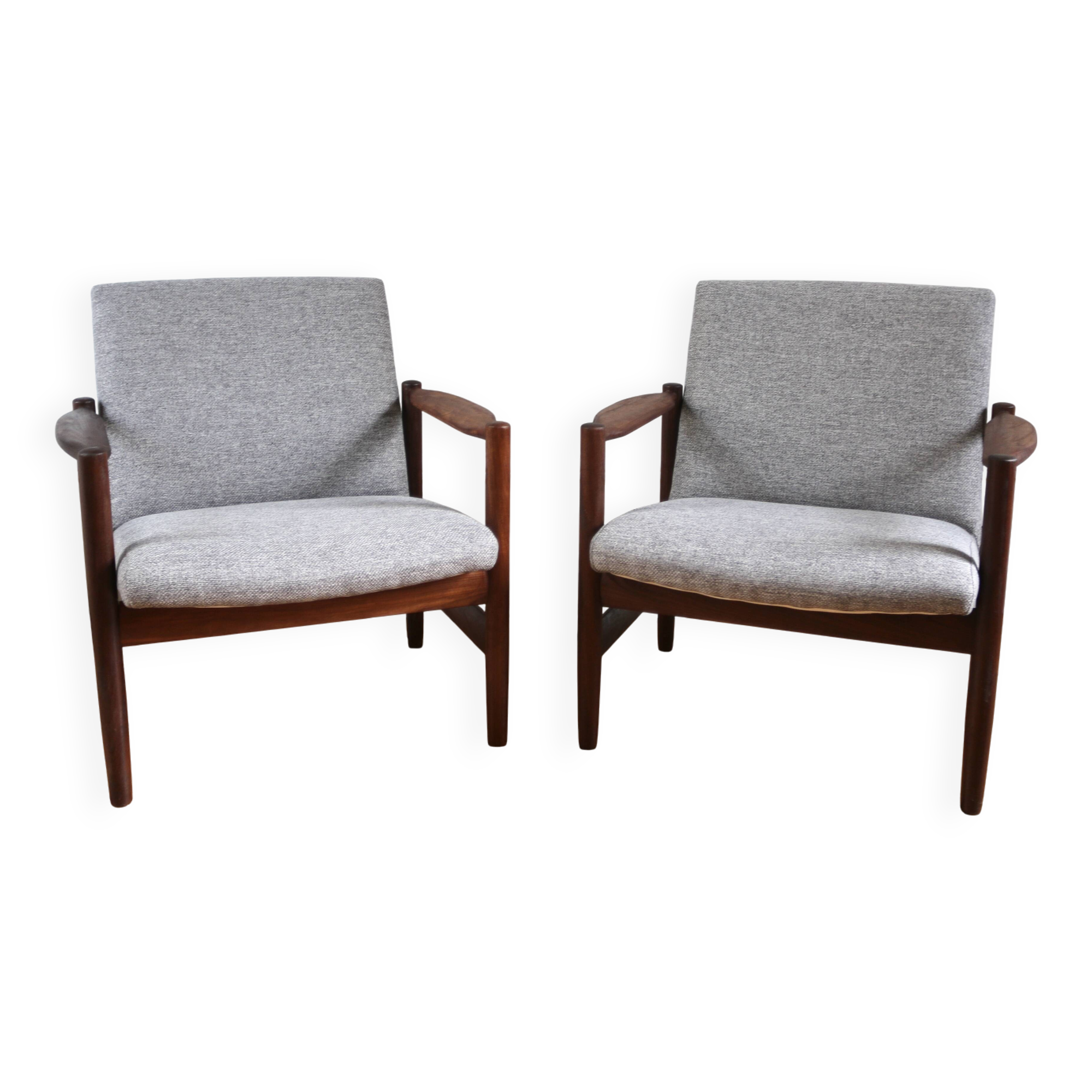 Pair of vintage Scandinavian teak armchairs from the 1960s